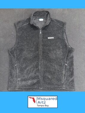 Columbia Gray Fleece Vest XL Full Zip Lightweight Outdoor Layering